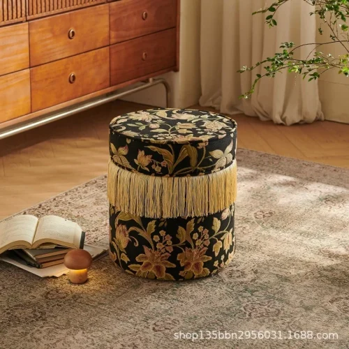 French Medieval Round Stools Fringed Benchsofa Small Homestay Ottomans Hotel Interior Living Room Furniture Le Tabouret XYDZ