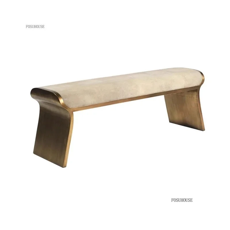 Luxury Metal Entrance Shoe Change Stool Home Furniture Bedroom Living Room Foot Pedal Minimalist Sofa Cloakroom Bench - Image 2