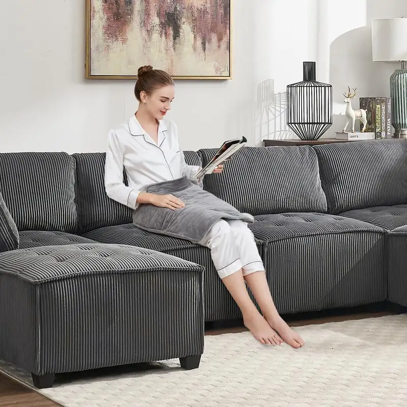 Modular Sectional Sofa U-Shaped Couch with Reversible Chaise, 6-Seat Convertible Design for Living Room - Image 3
