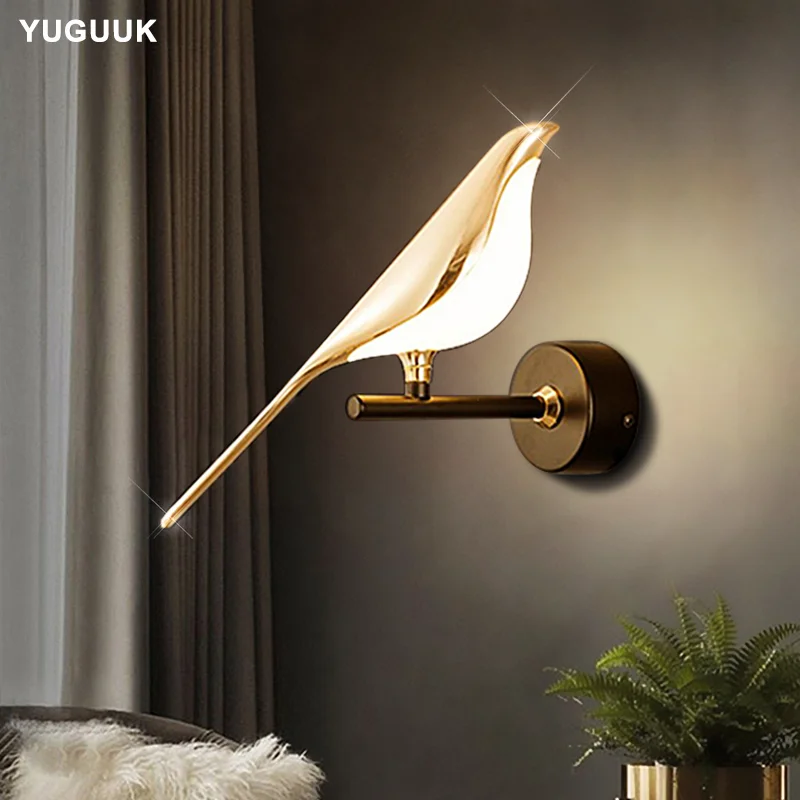 Nordic LED Golden Bird Wall Lamp Parlor Bar Bedside Hanging Light Novelty Rotatable Wall Lamp Bedroom Bedside Indoor Sconce - Image 2