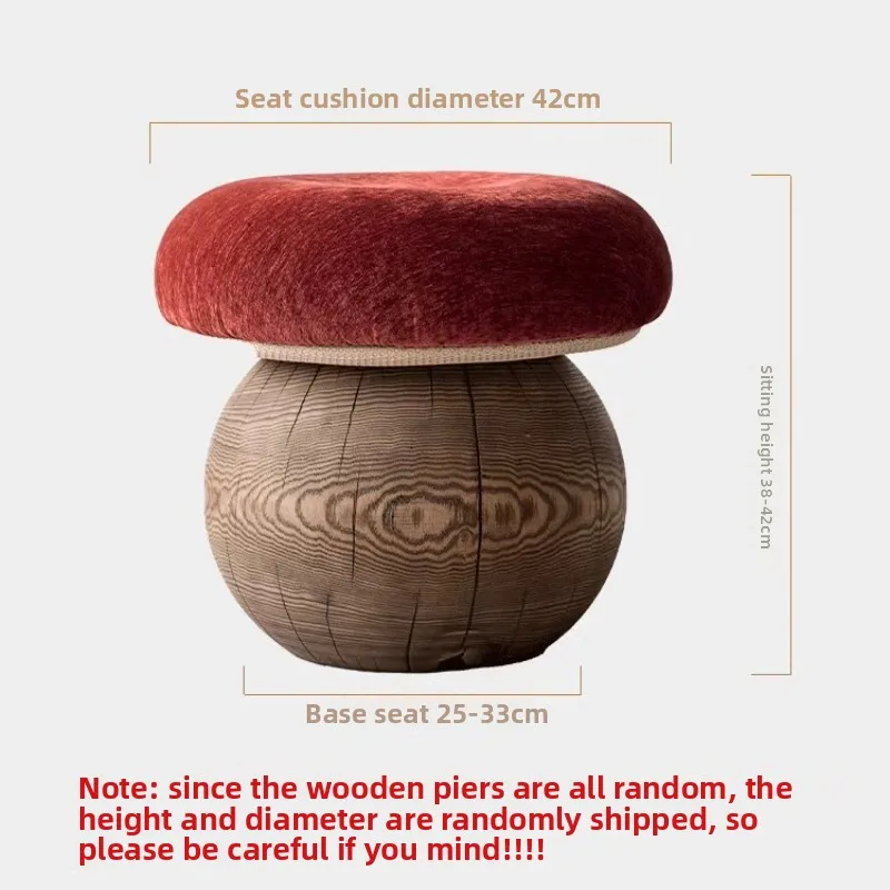 Natural Wood Mushroom Stool Round Ottoman for Living Room Handcrafted Solid Wood Entryway Bench Minimalist Shoe Stool for Decor - Image 6
