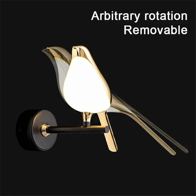 Nordic LED Golden Bird Wall Lamp Parlor Bar Bedside Hanging Light Novelty Rotatable Wall Lamp Bedroom Bedside Indoor Sconce - Image 3