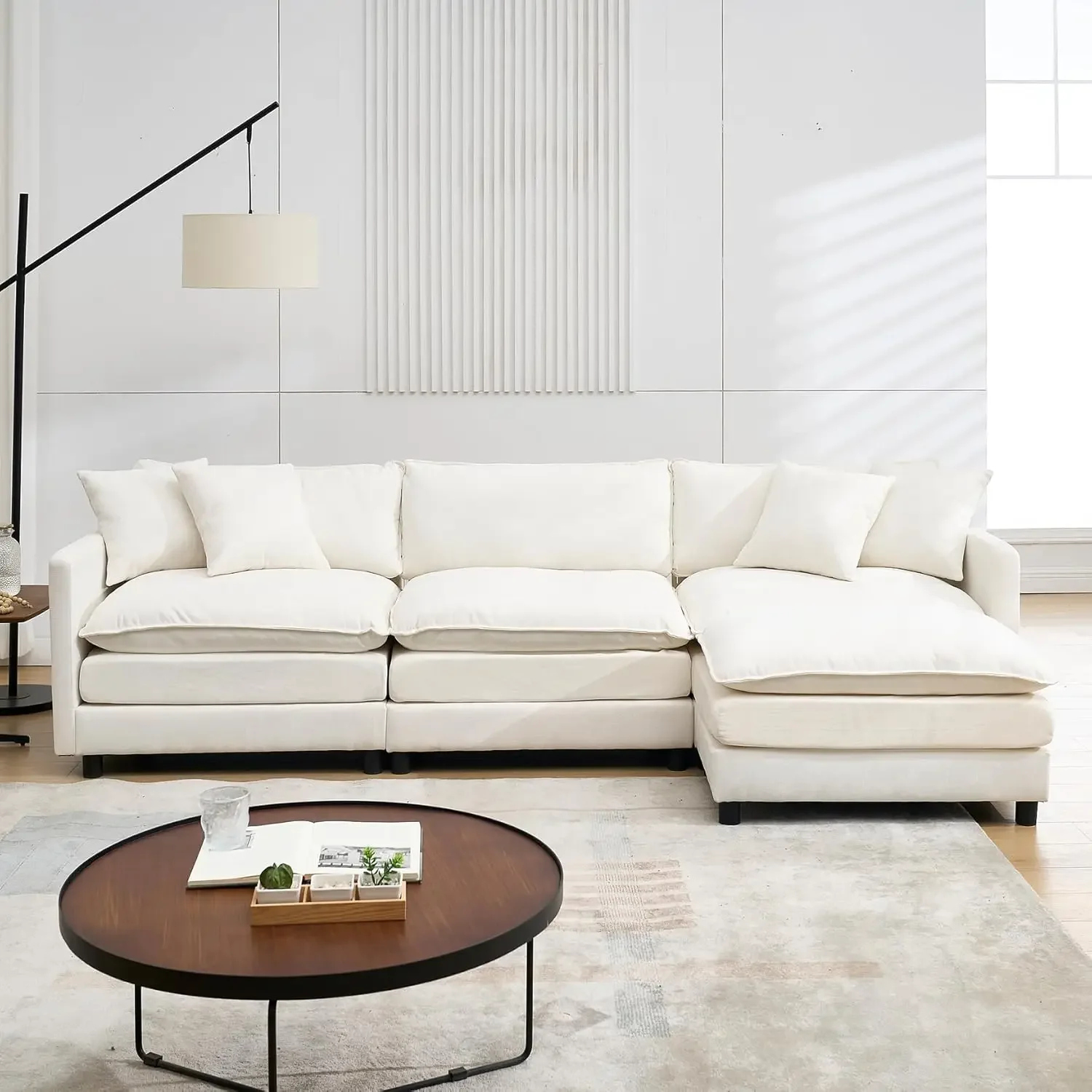 108" Cloud Sectional Couches for Living Room,Convertible L-Shape Couch with Ottoman,3 Seater Modular Sectional Sofa, Customized - Image 3