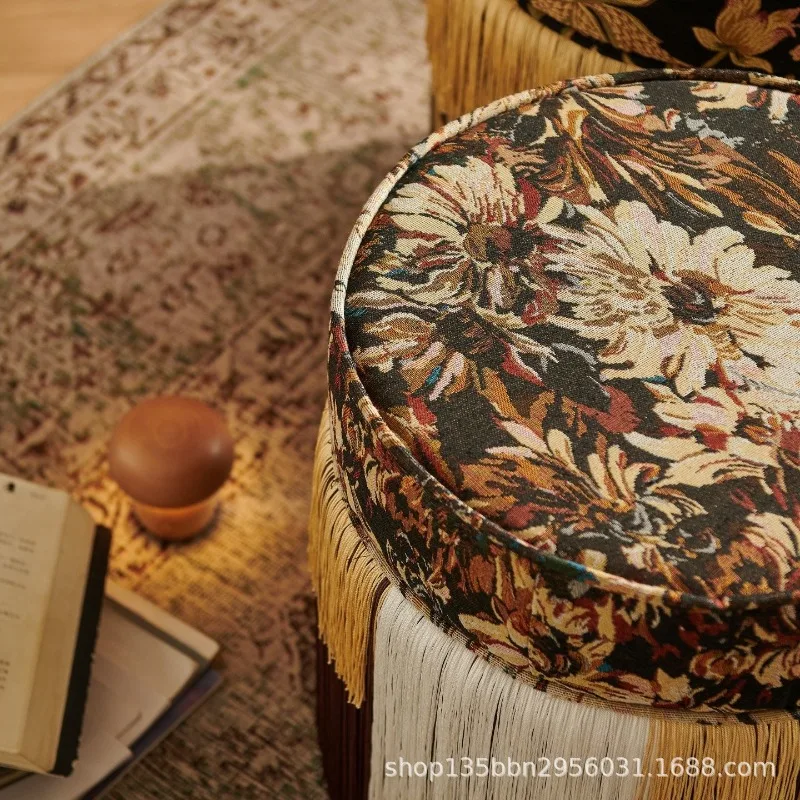 French Medieval Round Stools Fringed Benchsofa Small Homestay Ottomans Hotel Interior Living Room Furniture Le Tabouret XYDZ - Image 4