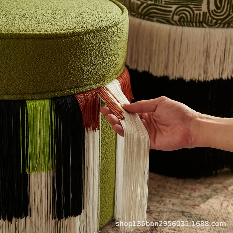 French Medieval Round Stools Fringed Benchsofa Small Homestay Ottomans Hotel Interior Living Room Furniture Le Tabouret XYDZ - Image 5
