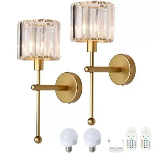 Modern LED wall light luxury transparent crystal wall light, no wiring and rechargeable, living room corridor lighting fixtures,