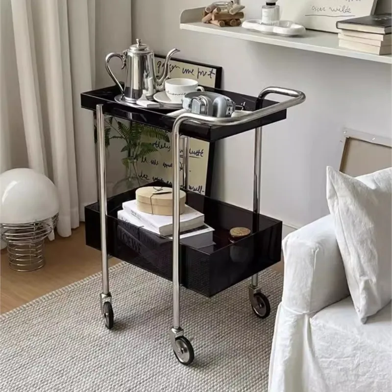 MOMO Simple Luxury Cafe Books And Plants Home Removable Acrylic Storage Shelves Antique Cart Side Table Modern Simplicity - Image 6