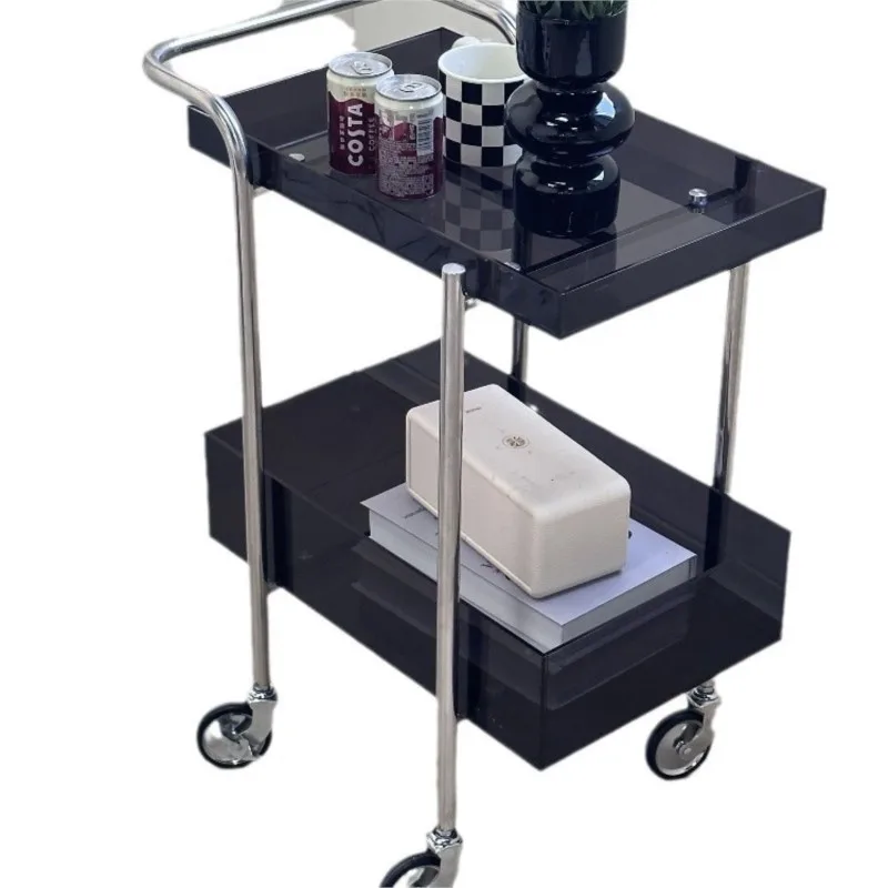 MOMO Simple Luxury Cafe Books And Plants Home Removable Acrylic Storage Shelves Antique Cart Side Table Modern Simplicity - Image 5